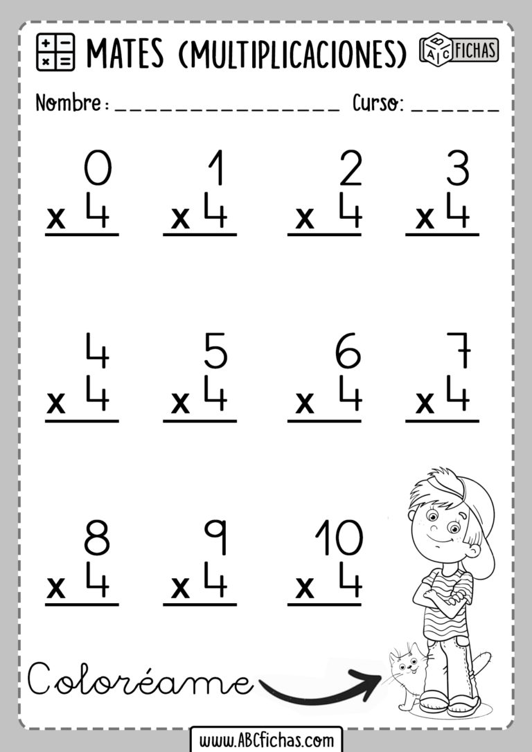 La Tabla Del Cuatro Multiplicaciones para Primaria Tabla del 4 - ABC Fichas