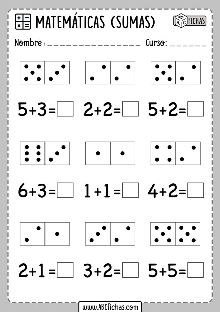 Fichas De Sumas Para Infantil ABC Fichas