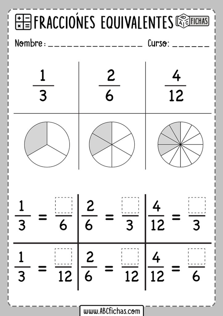 Fichas De Ejercicios De Fracciones Equivalentes Para Vrogue Co