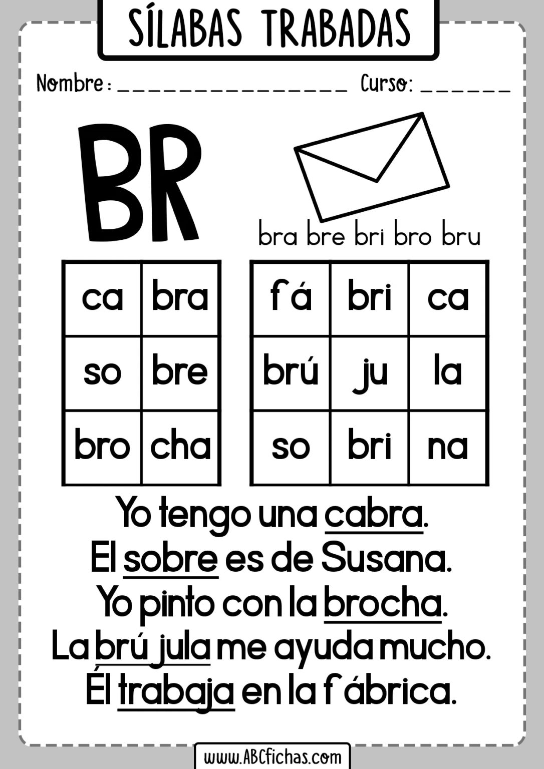 Fichas Para Trabajar Las S Labas Trabadas Incluye Ejercicios