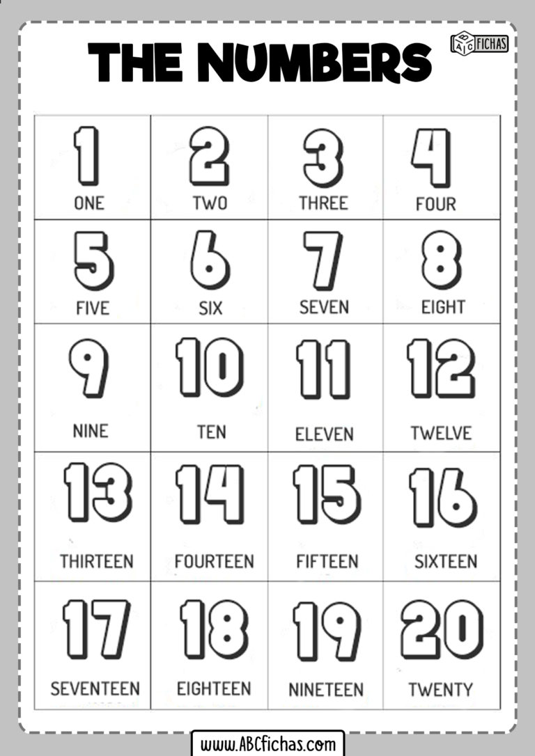 Fichas De Los N Meros En Ingl S Para Ni Os Para Imprimir