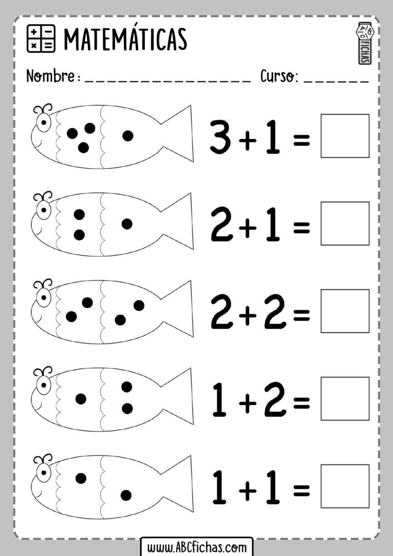 Fichas De Sumas Con Dibujos Para Infantil Listas Para Imprimir