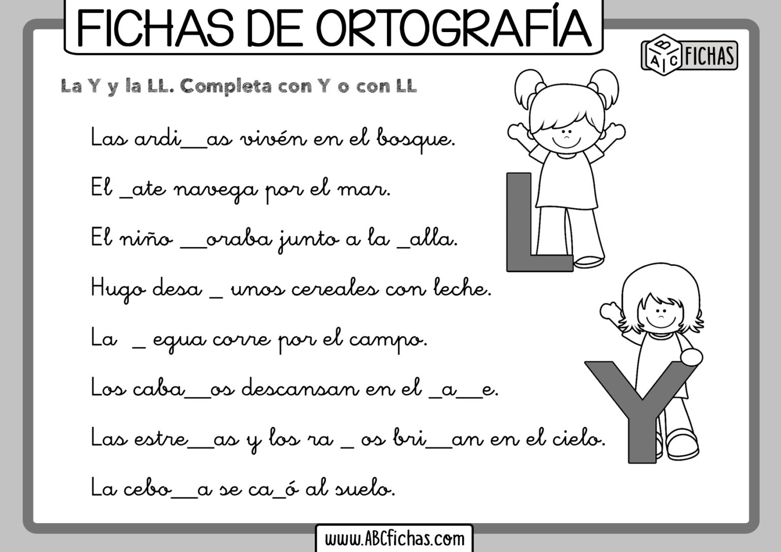 Actividades De Ortografía Completar Con B V R Rr Fichas Para NiÑos