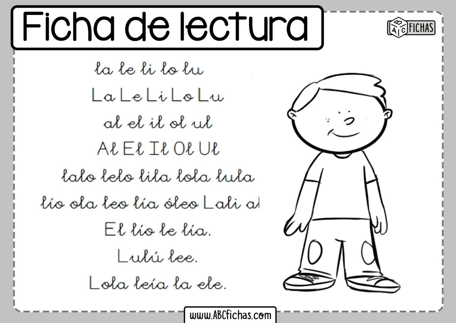 Fichade Lectura De La Letra L Abc Fichas A