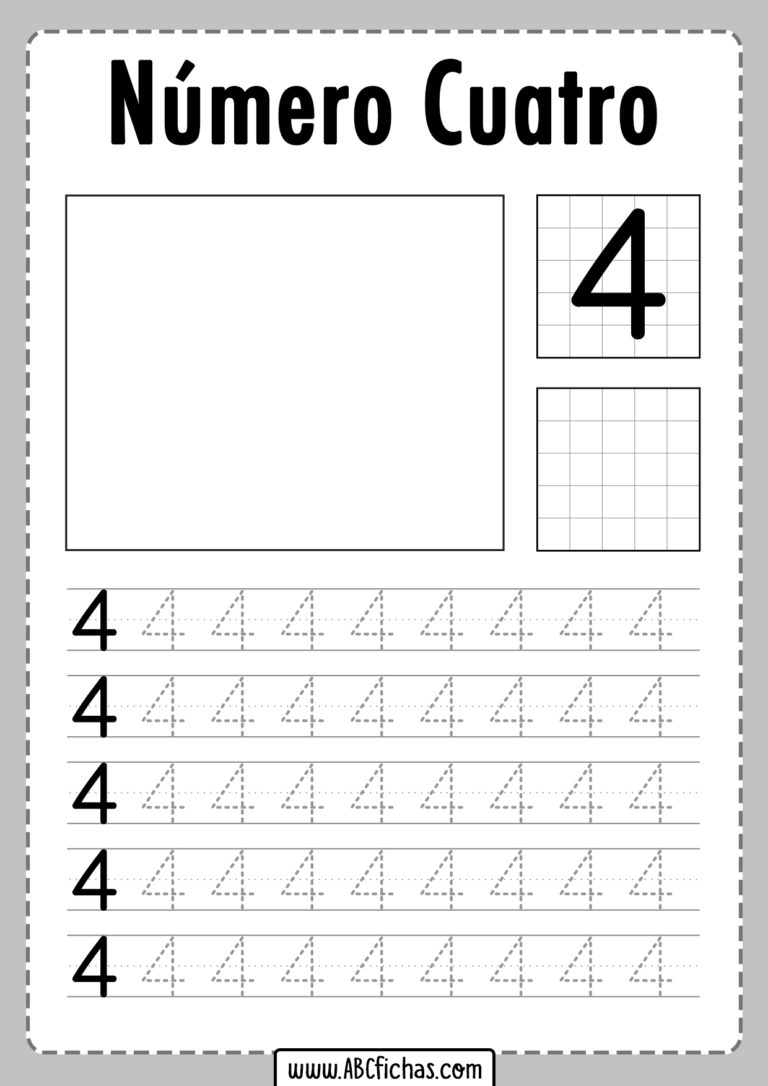 Ficha Del Numero 4 Cuatro Abc Fichas 4648