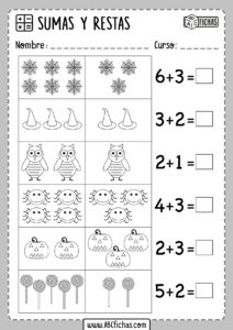 Sumas y restas para primaria con dibujos