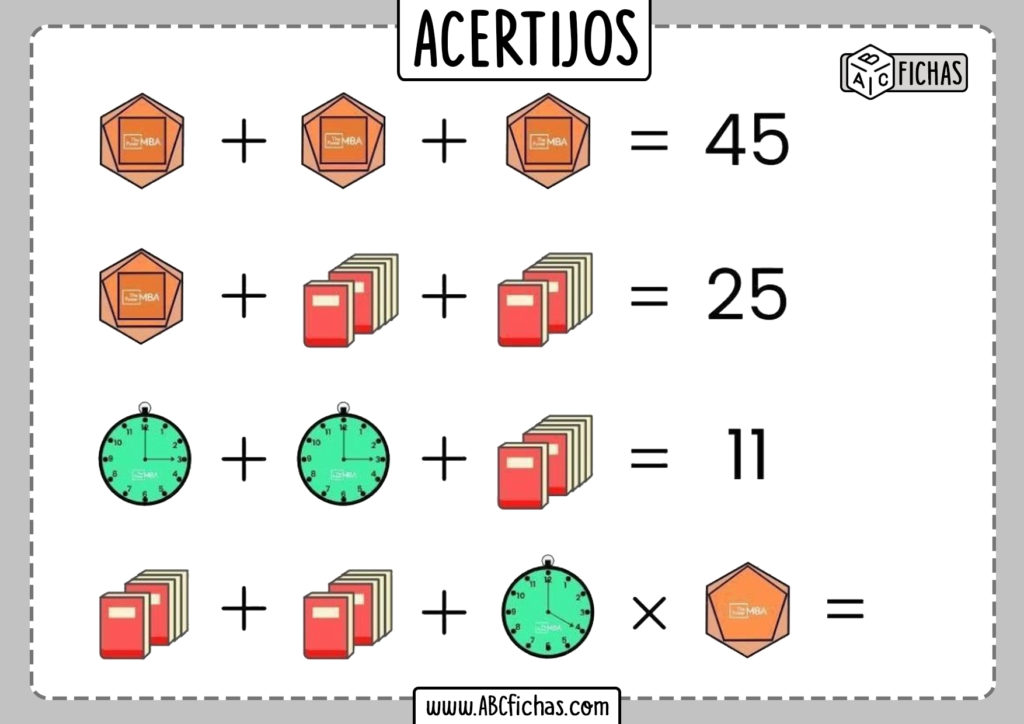 Acertijos Matemáticos Fáciles Para Niños | PARA IMPRIMIR