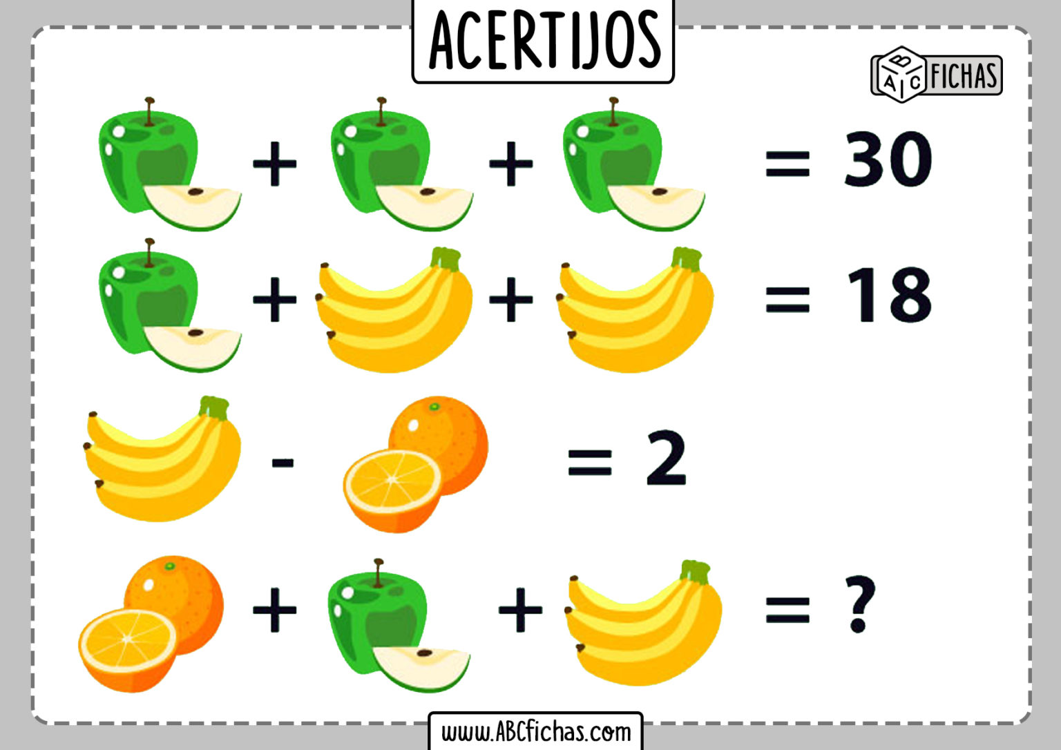 Acertijos Matemáticos Fáciles Para Niños | PARA IMPRIMIR