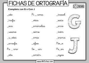 Ejercicios de ortografia con g y j