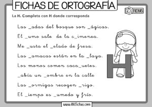 Ejercicios de ortografia con h