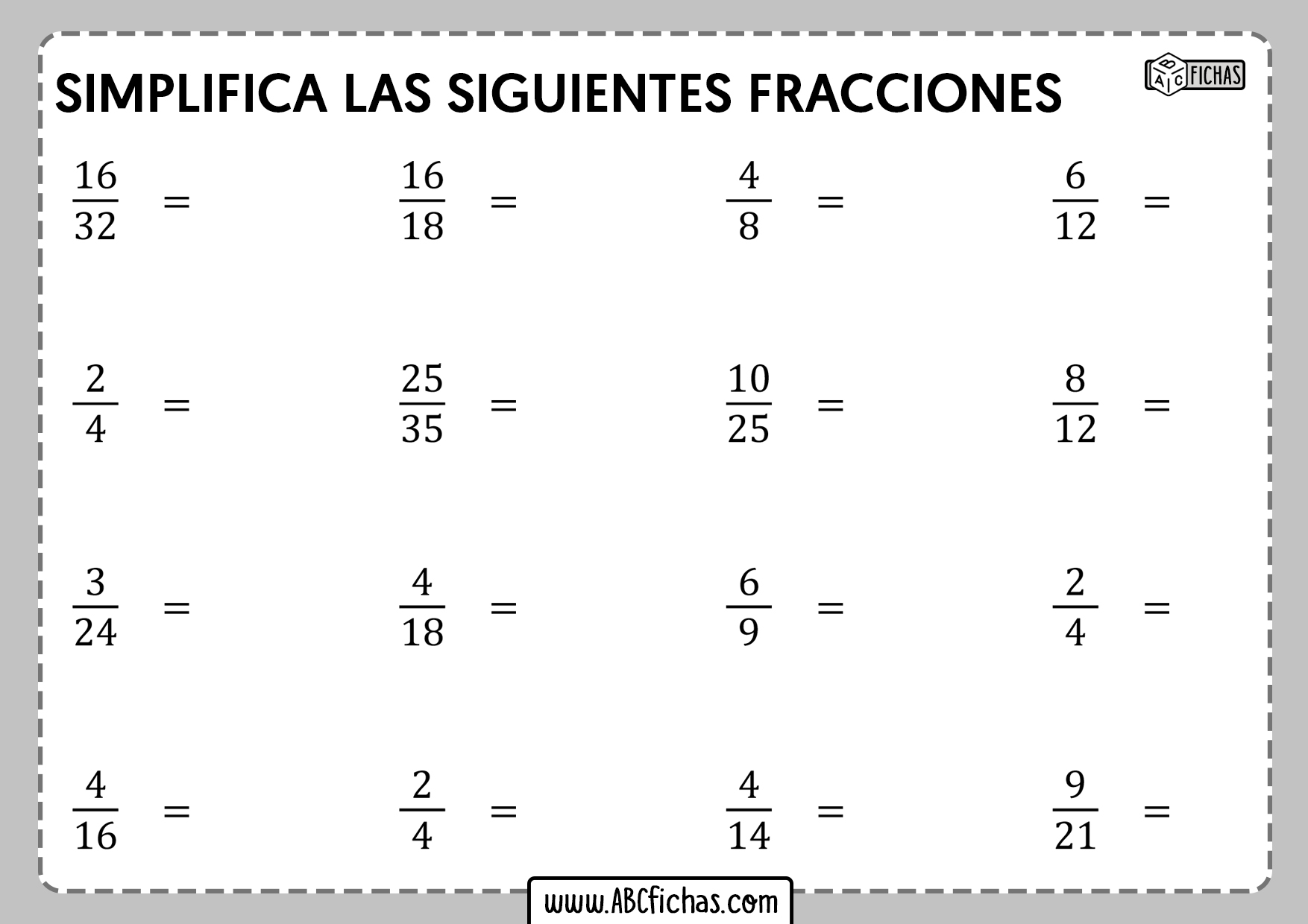 Explicación y ejercicios sobre simplificar fracciones