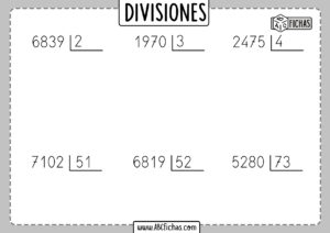 Fichas de divisiones por una cifra