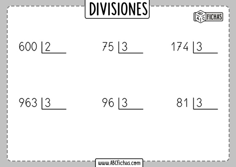 Fichas con Ejercicios de Divisiones para Niños de Primaria