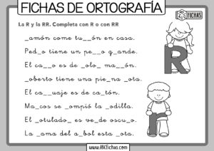 Fichas de ejercicios de ortografia con r y rr