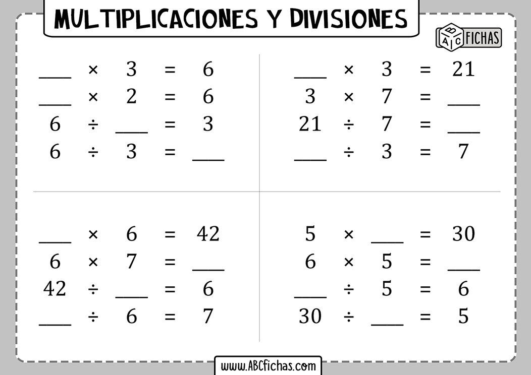 Multiplicaciones Y Divisiones Cuadernillo Para Imprimir Abc Fichas