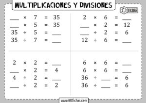 Operaciones de multiplicaciones y divisiones