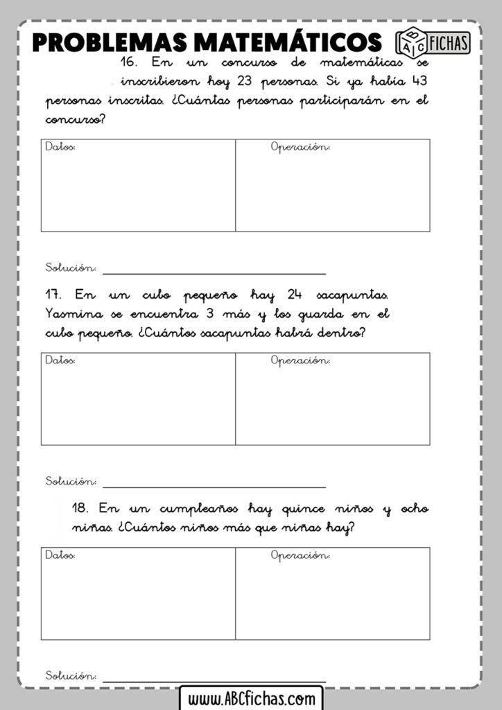 Problemas De Matemáticas Para 1º De Primaria ImprÍmelos 1583