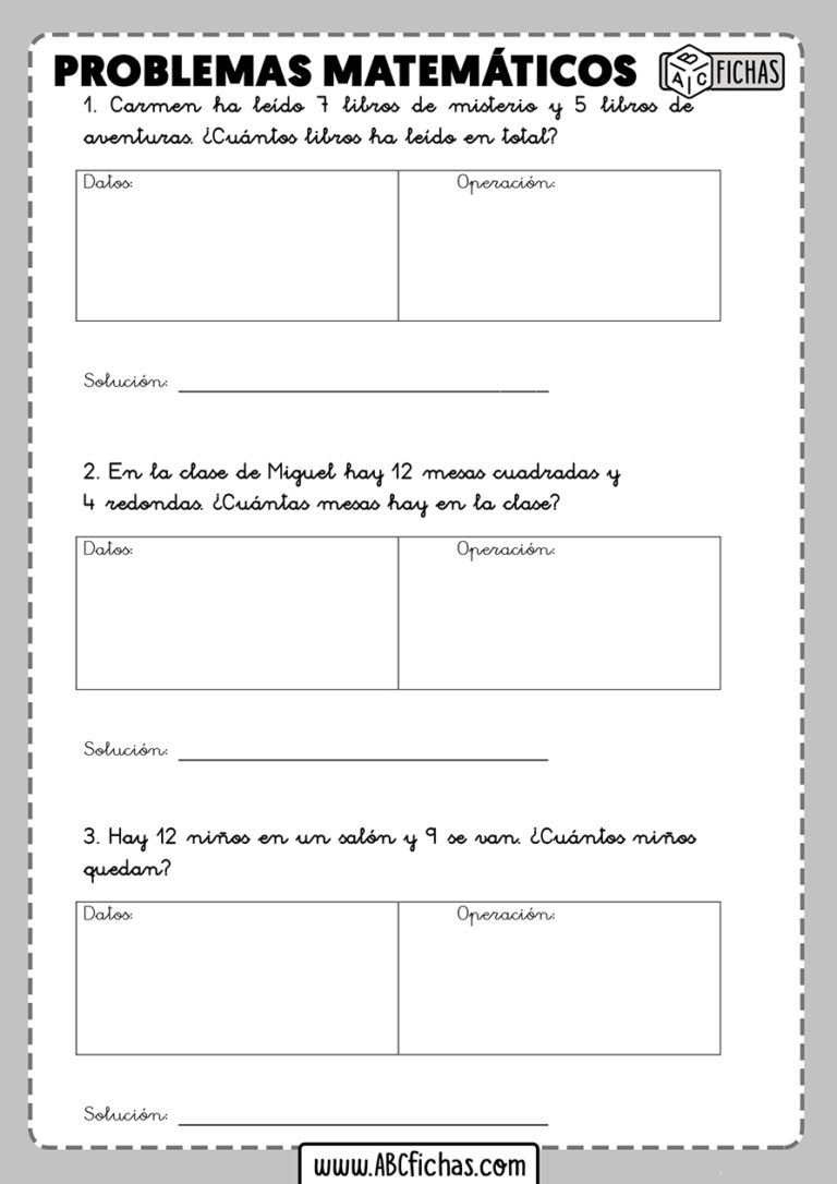 Problemas De Matematicas Con Soluciones - ABC Fichas