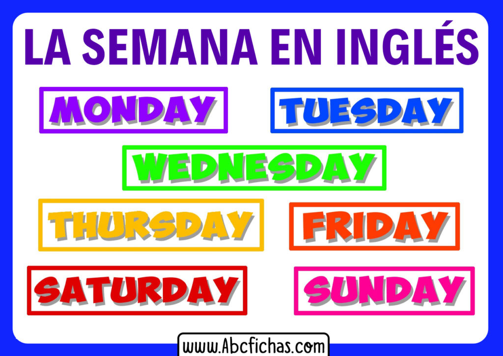 Vocabulario De Los Días De La Semana En Inglés