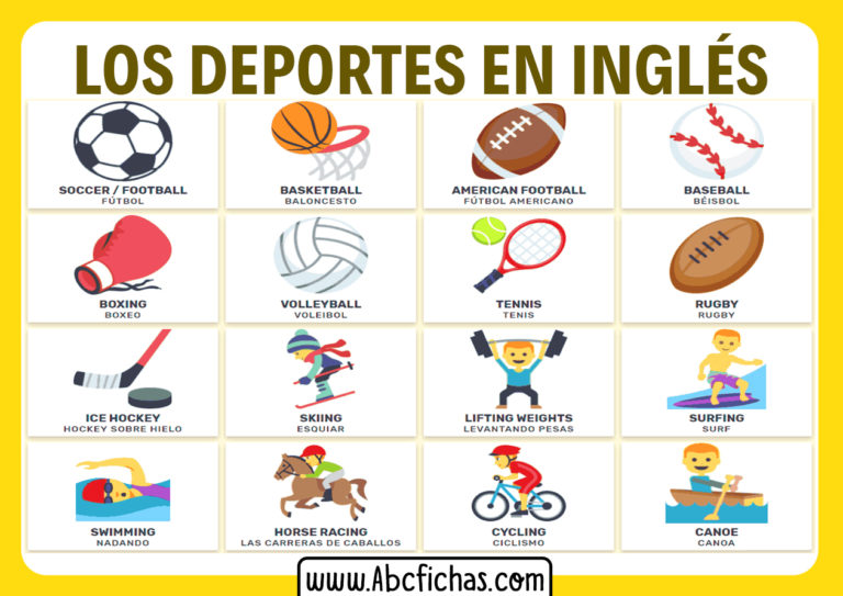 Fichas de Vocabulario de Los Deportes en Inglés