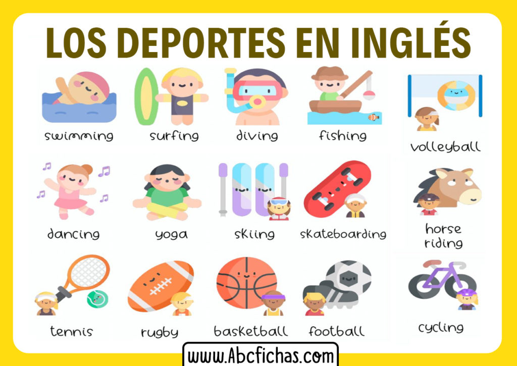 Fichas de Vocabulario de Los Deportes en Inglés