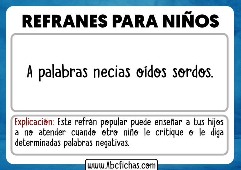 Refranes Para Niños Pequeños Y Su Significado